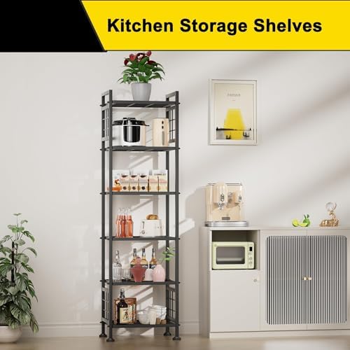 GIOTORENT 6-Wire Standing Storage Shelf for Bathroom Organizers and Storage & Laundry Room Organization, Metal Shelving 