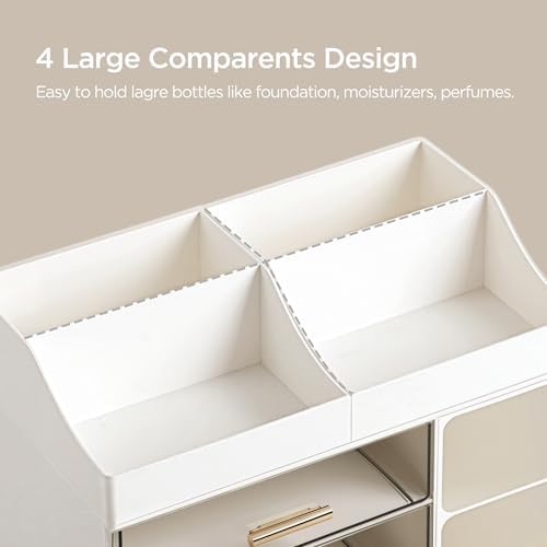 HBlife Makeup Organizer Countertop with Brush Holder, Large Bathroom Counter Organizer with Drawers, Skincare Organizers