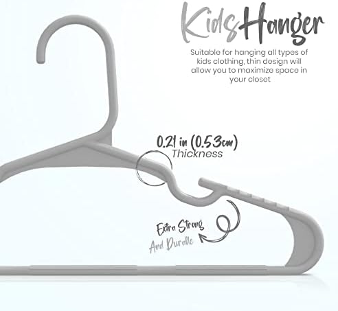 Utopia Home Kids Hangers 40 Pack – 11.5 Inch Baby Closet Hangers Gray