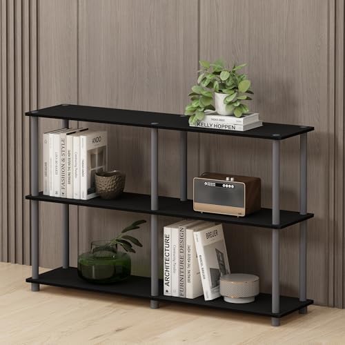 Furinno Turn-N-Tube Toolless Assembly Storage Shelves, 3-Tier 47.4 Inch Book Shelf, Corner Shelf, for Organization and S