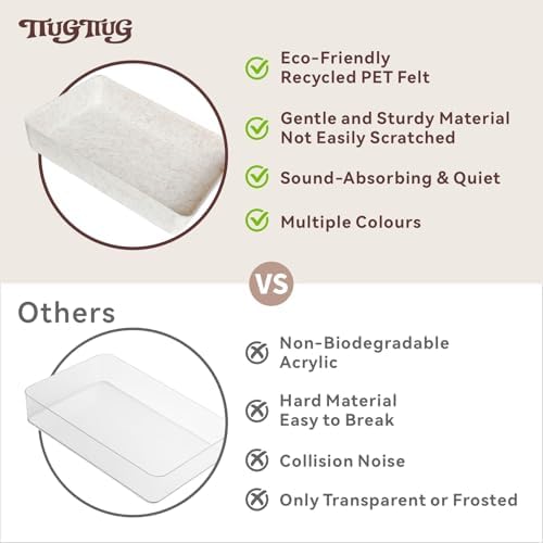 8-Piece Felt Desk Drawer Organizer Tray Set in 4-Sizes, Oatmeal
