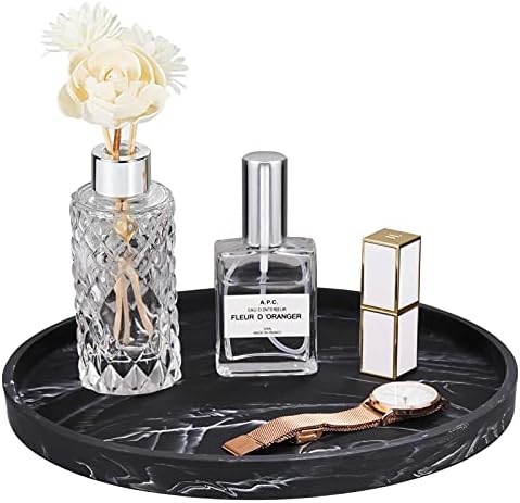 Emibele Vanity Tray, Black Round Trays for Bathroom Bedroom Countertop