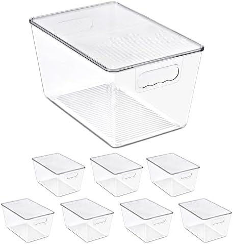 Sorbus Clear Storage Bins with Lids for Kitchen (Large, 8 Pack)