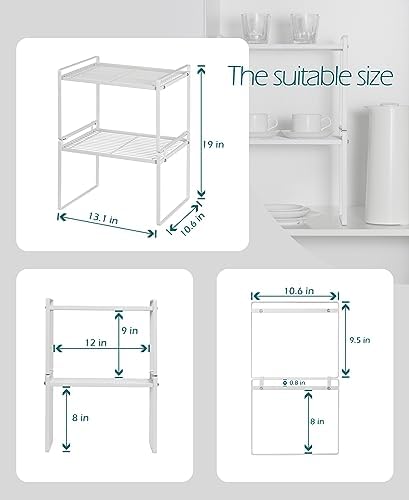Shantton Cabinet Shelf Organizer, Pantry Shelf Rack, White 13.1x10.6x9.5