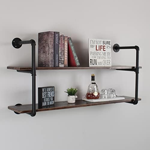 MBQQ Industrial Retro Pipe Shelf 48in 2 Tier Wall Mounted,Rustic Floating Shelves,Farmhouse Kitchen Bar Shelving,Home De