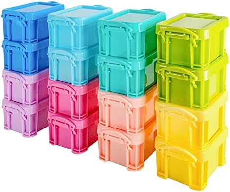 PTSGCAI Cute Small Stackable Mini Storage Box with Lid, 8 Kinds of Macaron Color Plastic Organizer Container for Jewelry