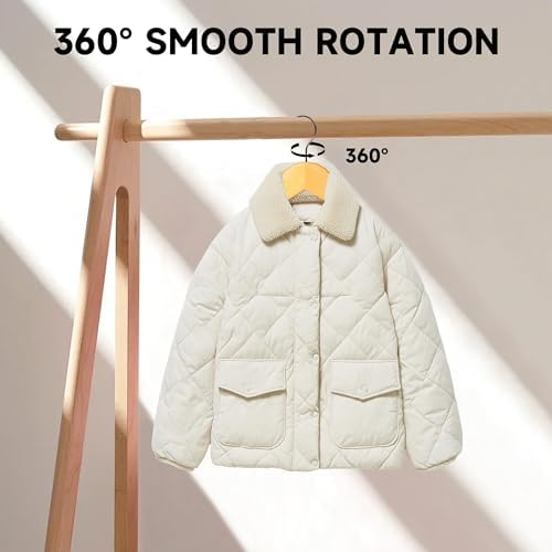 Wooden Clothes Hangers with Pants Bars, Natural Wood, 36-Pack