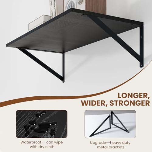 Heimlove 24W x 12D Deep Floating Shelves Set of 2 Black