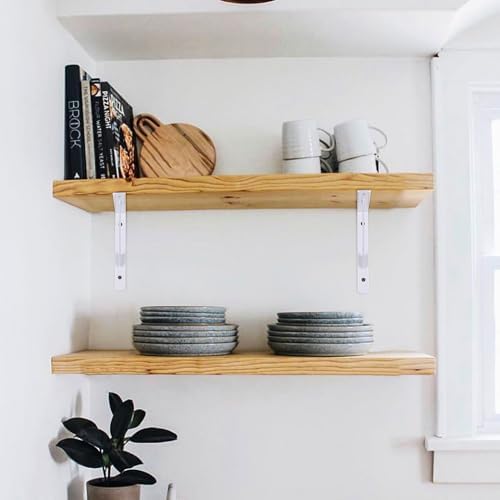 8Pcs White L Floating Shelf Brackets, Wall Mount 11.81x7.48in