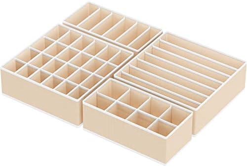 Simple Houseware 4-Pack Drawer Organizer Set for Underwear/Socks/Bra, Beige