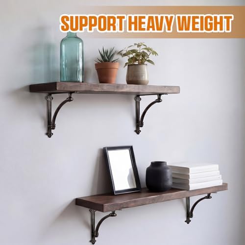 Gisafai 4 Pcs Decorative Shelf Brackets 10 Inch Cast Iron Shelf Brackets
