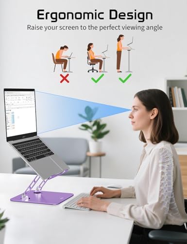 Adjustable Aluminum Laptop Stand for Desk,Ergonomic Riser, Purple