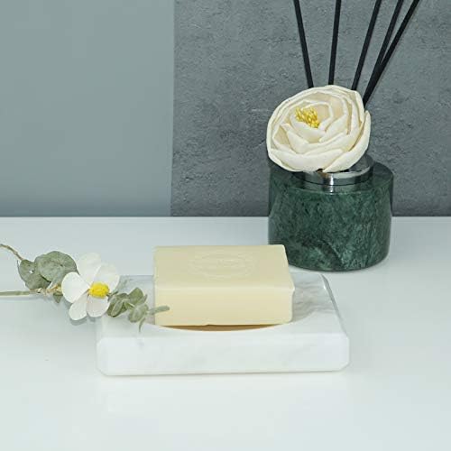 White Soap Dish Tray Marble Soap Holder Trinket Plate for Bathroom Sink Kitchen Countertop Bedroom Vanity Bathroom Acces
