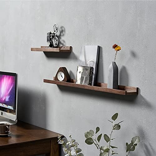 12x4-Inch Walnut Solid Oak Wood Floating Shelf for Wall Decor