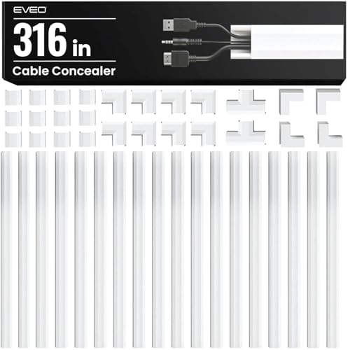 EVEO Cord Hider - 300” Cord Cover Wall Cable Hider, Cable Concealer, Wire Hiders for TV on Wall. Cable Management, Cord 
