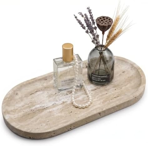 11.8 x 5.9 Inch Beige Oval Travertine Tray
