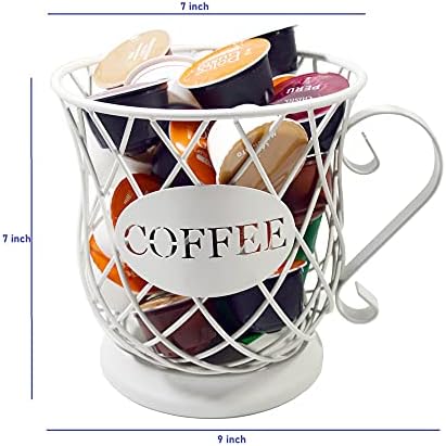 Coffee Pod Holder Mug Shape Multi Use K Cup Holder Coffee Station organizer Storage Wire Basket Food Storage for Counter