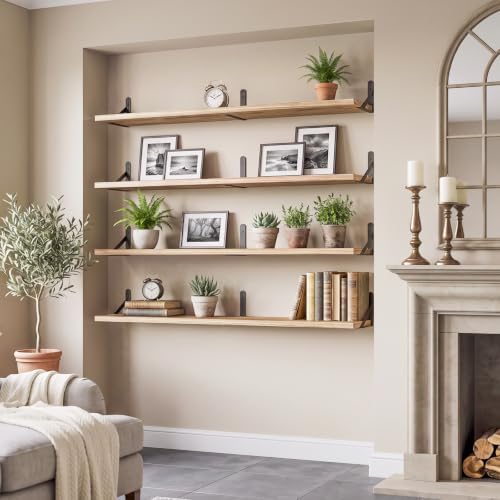 YGEOMER 47.2 in Floating Shelves for Wall, Light Carbonized Brown Set of 4
