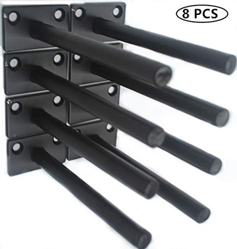 8 Pcs 5" Black Solid Steel Floating Shelf Bracket Blind Shelf Supports - Hidden Brackets for Floating Wood Shelves - Con
