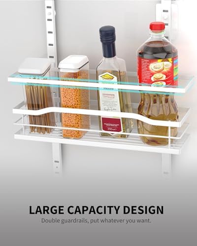 Moforoco White 6-Tier Over Door Pantry Organizer, Pantry Organization Storage, Door Metal Hanging Spice Rack Basket Shel