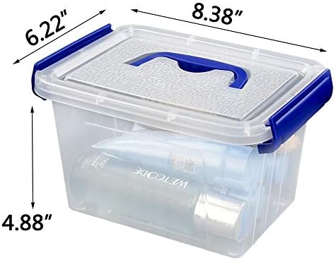 3 L Clear Storage Box, Small Plastic Storage Latch Boxes, 6-Pack