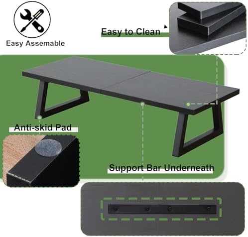TEAMIX 24 inch Monitor Riser for Desk, Wood & Steel Computer/TV Stand Black
