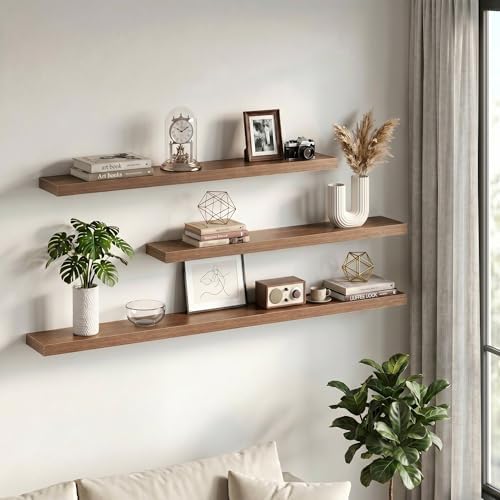 Fun Memories Floating Shelves for Wall 55 Inch, Set of 2 – Wall-Mounted Storage & Display Shelf with Invisible Bracket, 