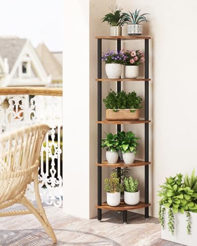 IBUYKE 5 Tier Corner Shelf Stand,Industrial Corner Display Rack WBC010H