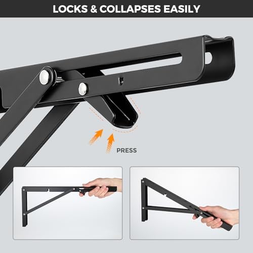 JOY DECOR Matte Black Folding Shelf Brackets, 10 Inch, 2 Pack