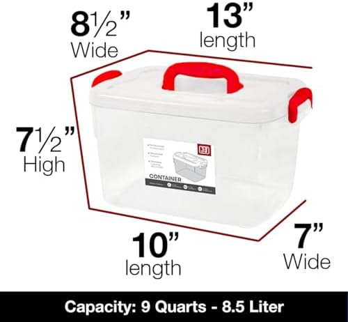 Tribello Clear Plastic Storage Bins with Lids Stackable Storage Bins - 9 Quarts - 6 Pack