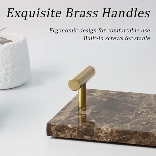 LIN CHUAN Marble Guest Towel Holder Tray,Napkin Holder,Brown
