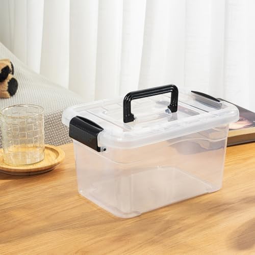 Cetomo 6Lx12 Pack Storage Boxes, Storage Box with Lids and Handle for Home Dorm Office Organization, Stackable Nesting T