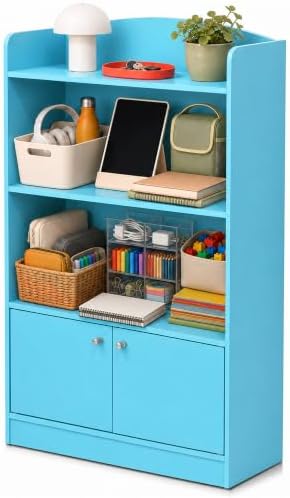 Furinno LOVA Book Shelf, Bookshelf with Storage Cabinet, Bookcase with Door, 11.8 x 23.6 x 37.3, for Living Room, Bedroo