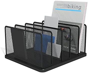 TRU RED Wire Mesh File Organizer, 5-Compartment, Matte Black, 2-Pk