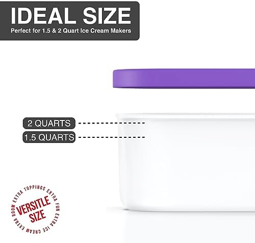 BALCI 2 Quart Ice Cream Container - Freezer Tub (Purple)