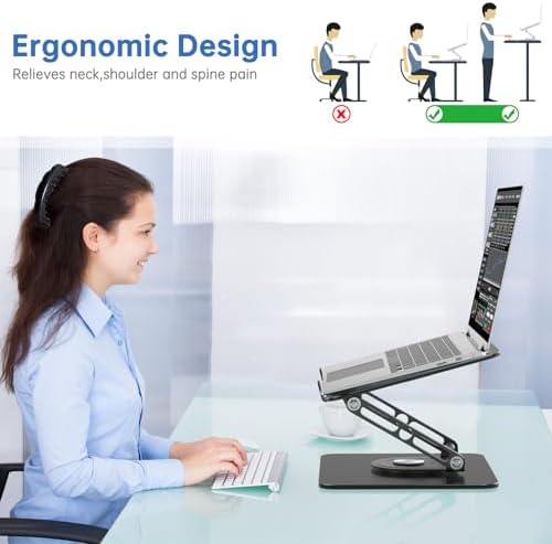 Laptop Stand for Desk Adjustable Computer Stand with 360 Rotating Base Ergonomic Laptop Riser Mount for Desk Foldable Pr