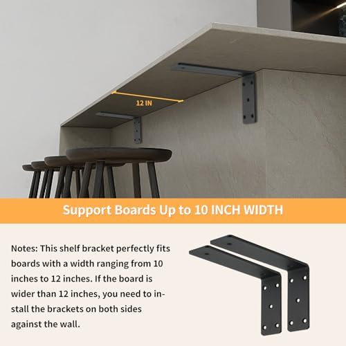 3 Pack L10 x H 6" x W 2.5" 6mm Thick Countertop Support Brackets, Heavy Duty Countertop Hidden Bracket L Shelf Bracket M