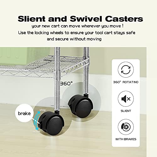 HCY 5-Tier Shelving Unit Storage Shelves with Wheels Heavy Duty Metal Storage Rack NSF Height Adjustable for Laundry Bat