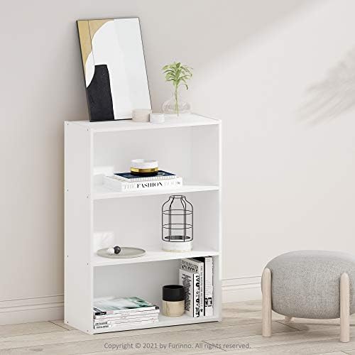 Furinno PASIR Book Shelf, 3-Tier Bookshelf, Storage Shelves Bookcase, 9.7 x 23.7 x 31.5, for Living Room, Bedroom, Home 