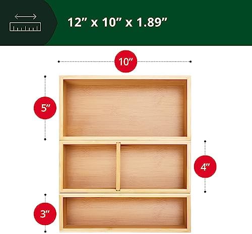 ROYAL CRAFT WOOD Luxury Bamboo Drawer Organizer Storage Box, Bin Set - Multi-Use Drawer Organizer for Kitchen, Bathroom,