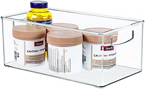 Hudgan 4 Pack Straight Sides Stackable Pantry Organizer Bins for Home Edit - 13.5''L x 7.5''W x 5.5''H