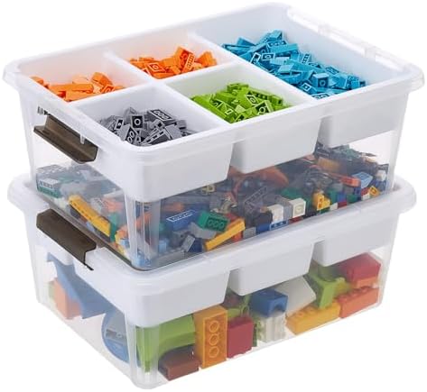 17QT Clear Plastic Craft Storage Box with Removable Tray & Lid - 2 packs