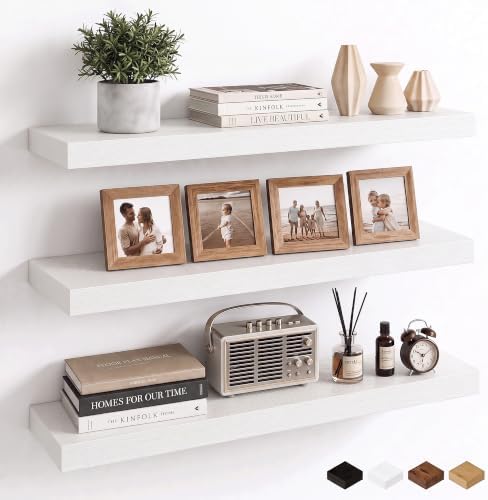 Floating Shelves 30 Inch, Wall Mounted Wood Shelf Set of 3, 8" Deep Shelf