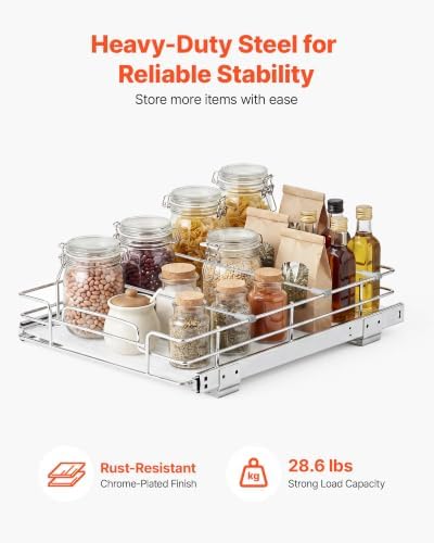 VEVOR Pull Out Cabinet Organizer 12.4" W x 16.54" D Steel Slide Out Drawers