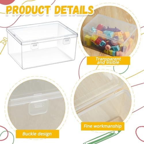 SiliFine 8 Pcs Clear Plastic Storage Bins with Lids Stackable for Toys