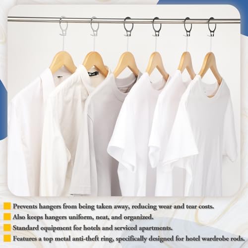 12 Pack Hotel Suit Hangers 17.5" Anti-Theft Security Hangers, Natural Wood