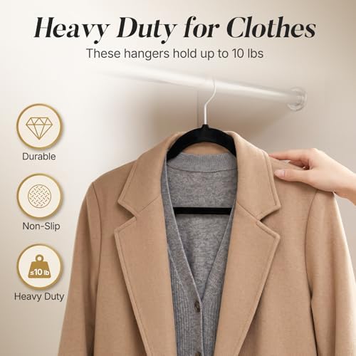 HOUSE DAY Black Velvet Hangers 100 Pack New Premium Non Slip Hanger 17.25''