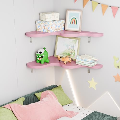 Cute Cloud Shelves, Wavy Floating Corner Shelf, Cute Corner Wall Shelves for Nursery Decor, Cloud Shelf for Bedroom,Livi