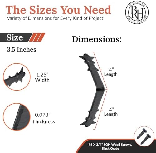 2 Pack - 3.5" Metal Corner Bracket for Furniture - Black - Handmade Decorative Corner Braces - Rustic Metal Corner Brack