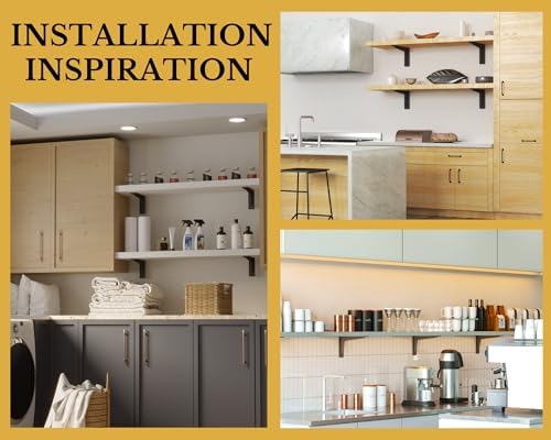 2 Pack Heavy Duty Shelf Brackets 16 Inch Mantel Decorative L Bracket for Shelves, Metal Shelf Support Bracket, Wall Moun